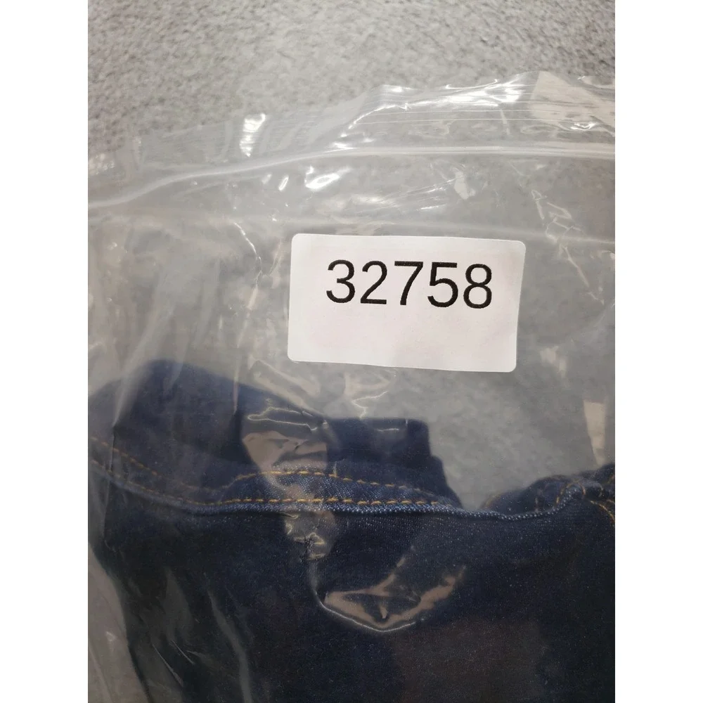 Levis Men Denim Jeans 32 Blue Logo Button 5 Pockets Mid Rise Stretched Outdoor